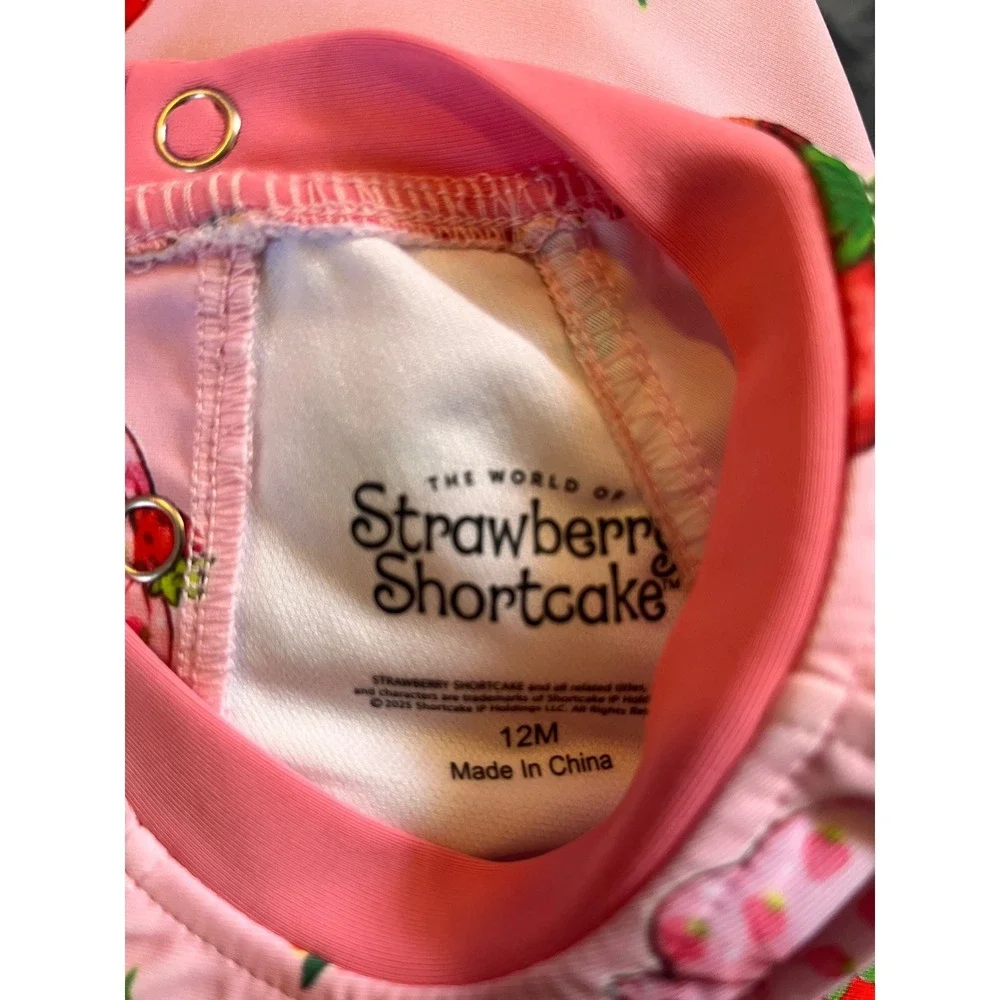 Strawberry Shortcake Baby Girl Long Sleeve Rash Guard Swimsuit UPF 50+‎ Pink 12M